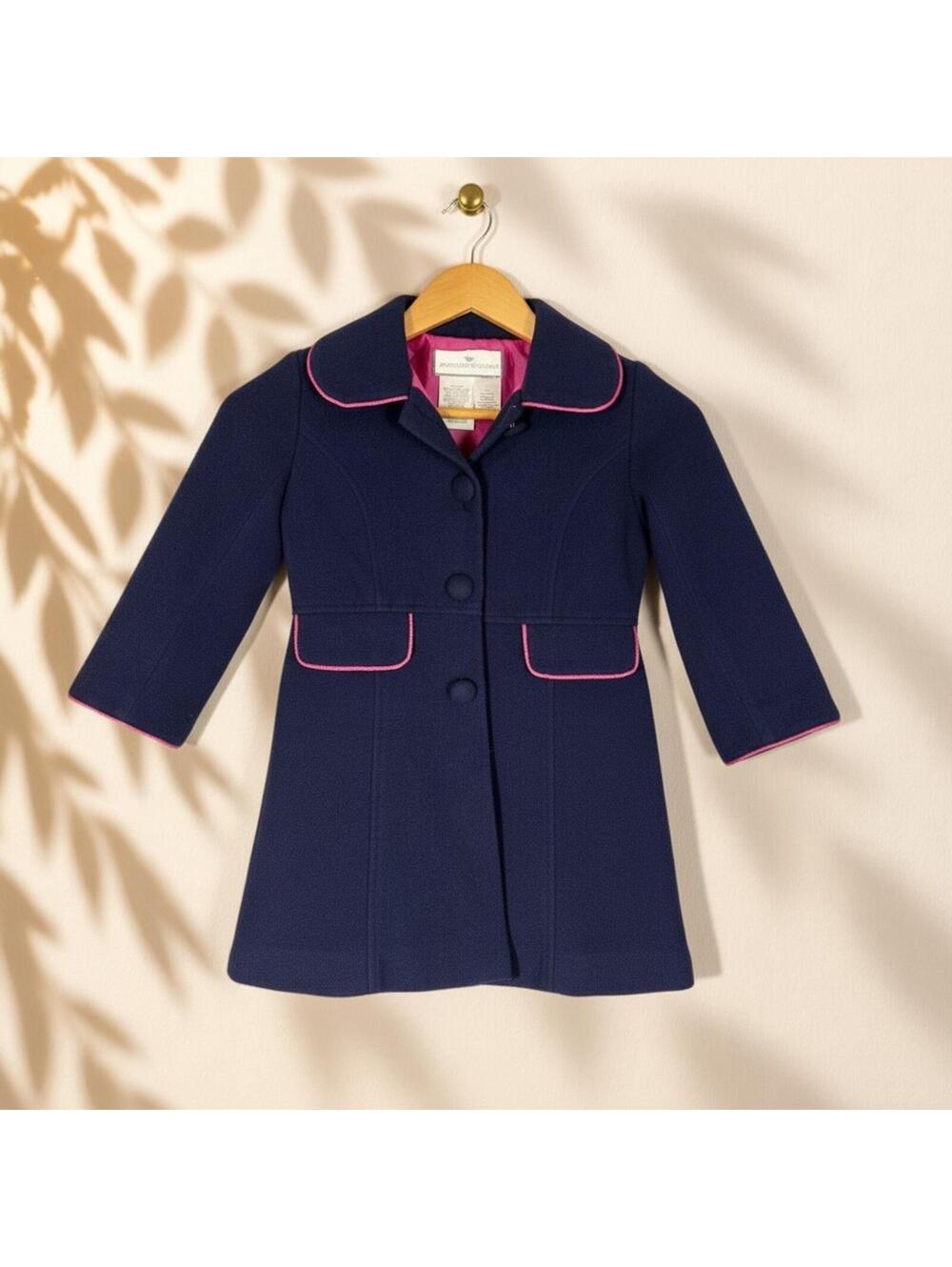 American Widgeon Coat Girls 5 Blue Button Up Collared Long Sleeve Lined Casual